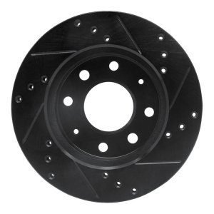 Dodge Colt Brake Rotor (1) - Front Left - R1 Concepts - Drilled & Slotted - Black - `88-`07